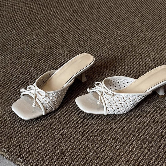 Damen modische Mules mit elegantem Schleifen-Design und komfortablem Absatz EB