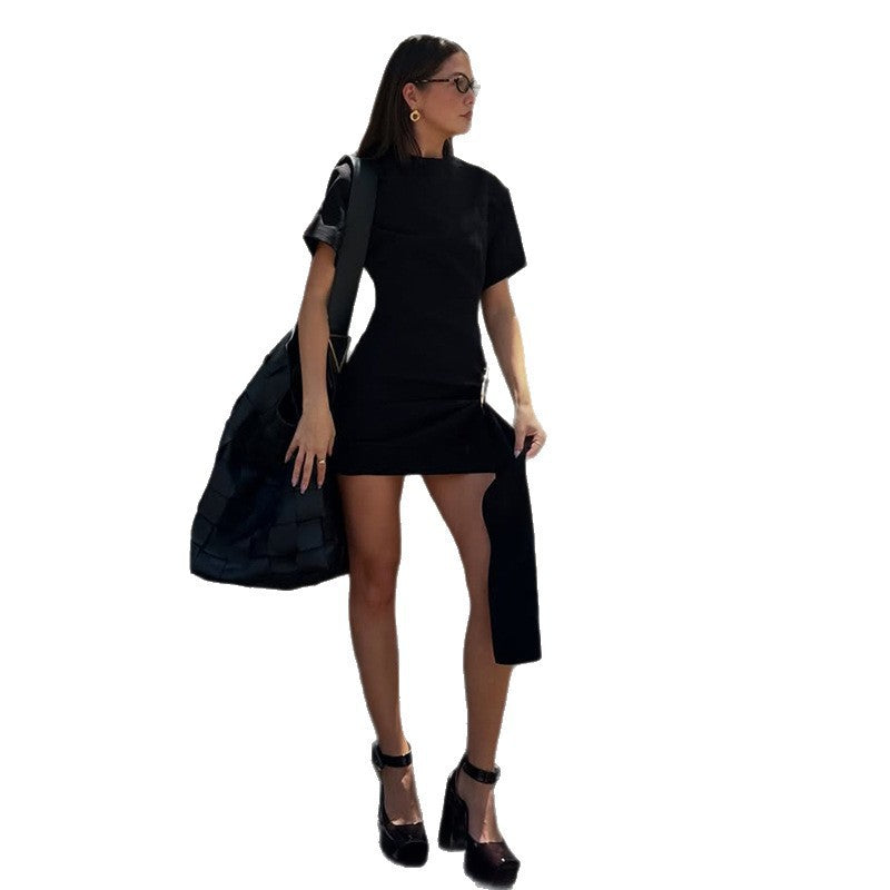 Damen Asymmetrisches Minikleid mit elegantem Schlitz und raffinierten Details EB