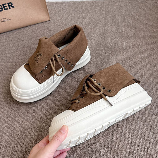 Damen Hochformat Sneakers mit modischem Veloursleder und robustem Plateau EB
