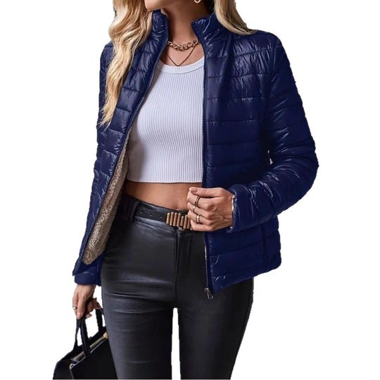 Damen Steppjacke mit Teddyfutter und Stehkragen EB