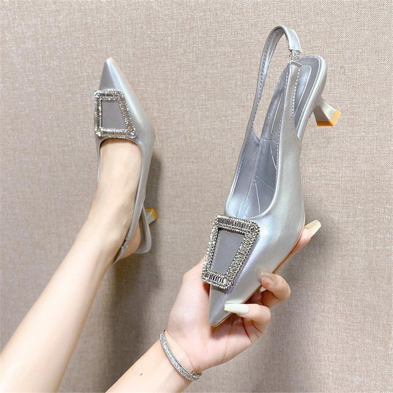 Damen elegante Slingback-Pumps mit modischem Absatz EB