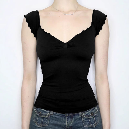Damen elegantes Oberteil mit Rüschendetails und schulterfreiem Design EB
