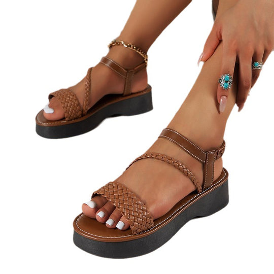 Damen Wedge-Sandalen mit geflochtenem Design und komfortabler Fußbettgestaltung EB