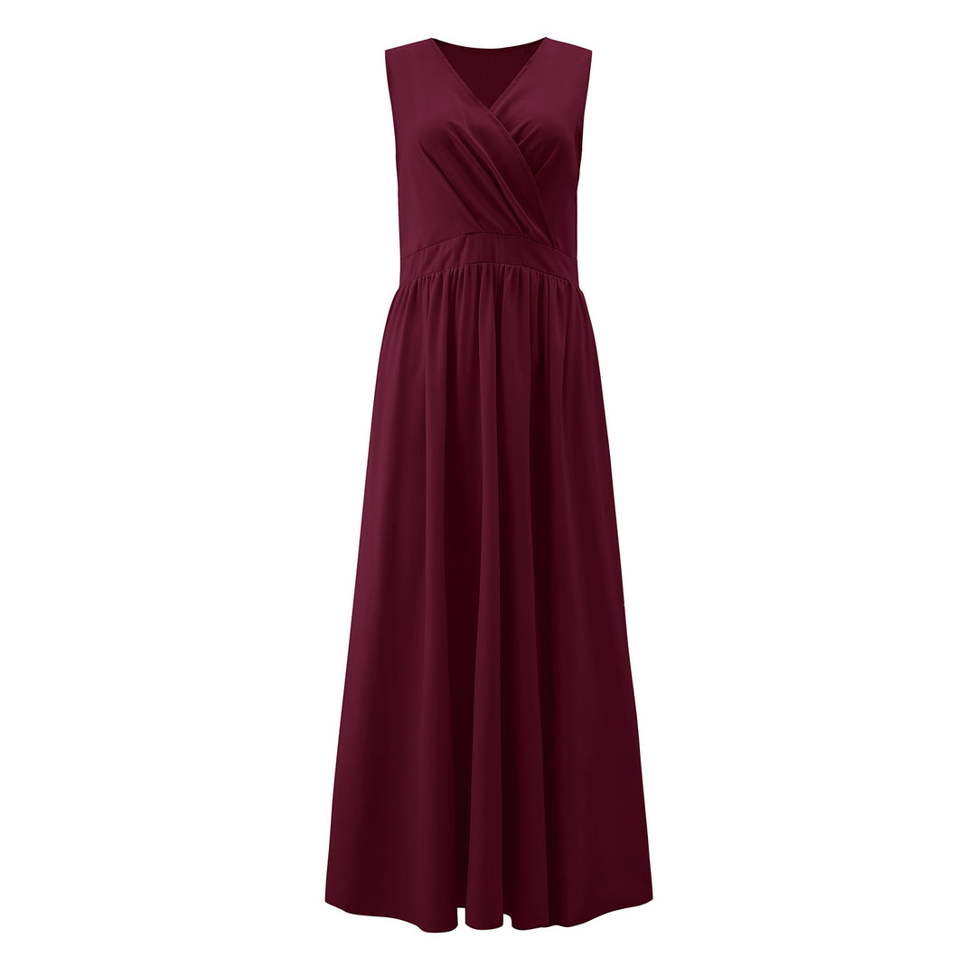 Damen Elegantes Maxikleid mit raffiniertem Wickeldesign und fließendem Stoff EB