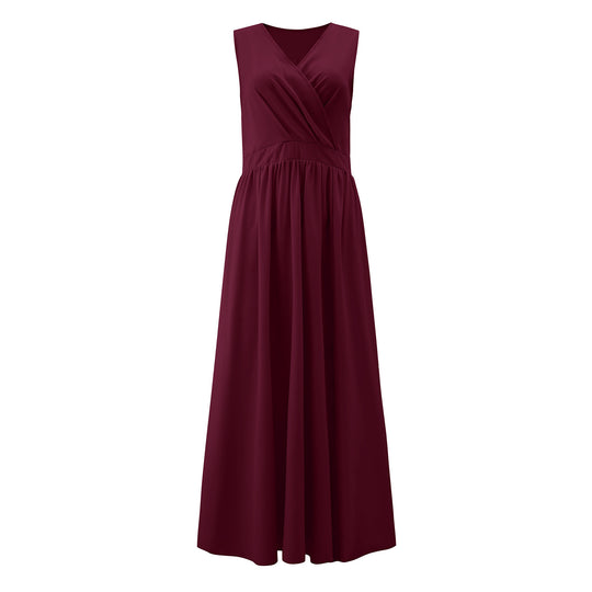 Damen Elegantes Maxikleid mit raffiniertem Wickeldesign und fließendem Stoff EB