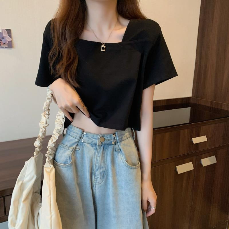 Damen Cropped T-Shirt mit modernen Details EB