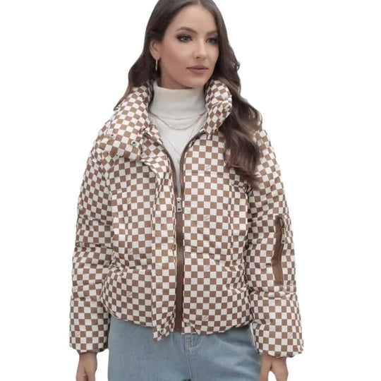 Damen Stilvolle kariert Steppjacke EB