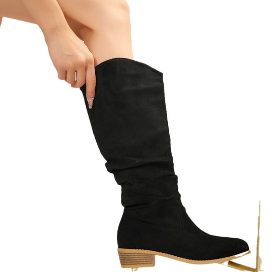 Damen Überknee-Stiefel mit modischem Design und komfortablem Blockabsatz EB