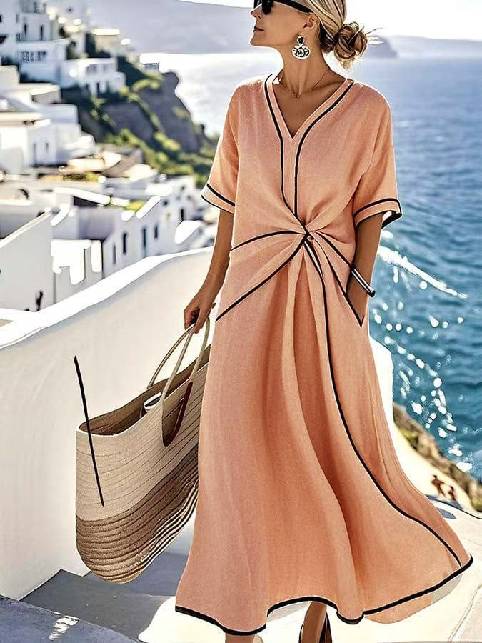 Damen Maxi-Kleid mit einzigartigem Wickeldesign EB