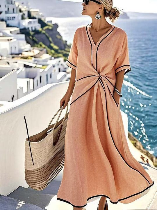Damen Maxi-Kleid mit einzigartigem Wickeldesign EB