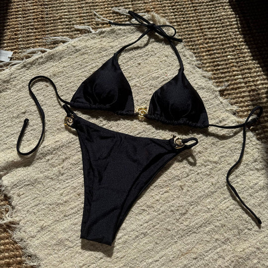 Damen Triangel-Bikini mit luxuriösem Gold-Detail EB