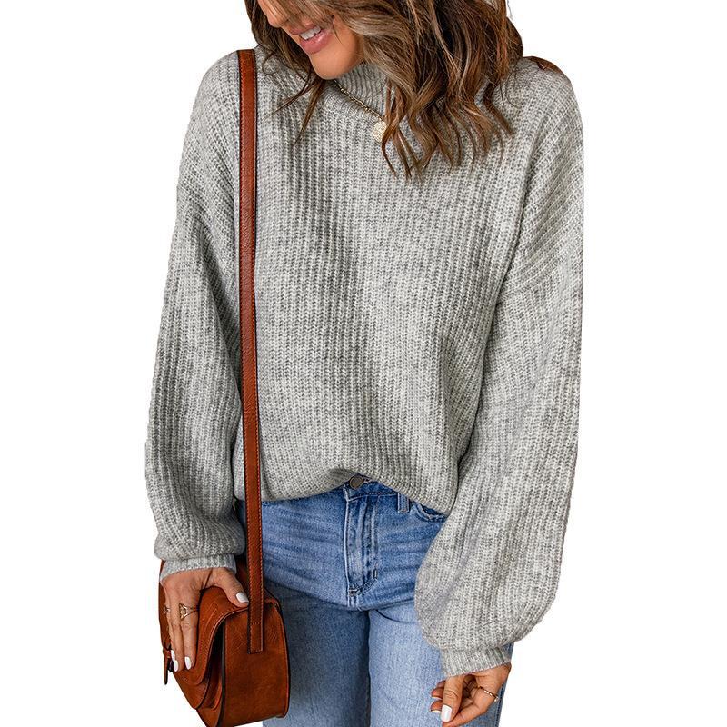 Damen Grobstrickpullover mit lässigem Schnitt und weiten Ärmeln EB