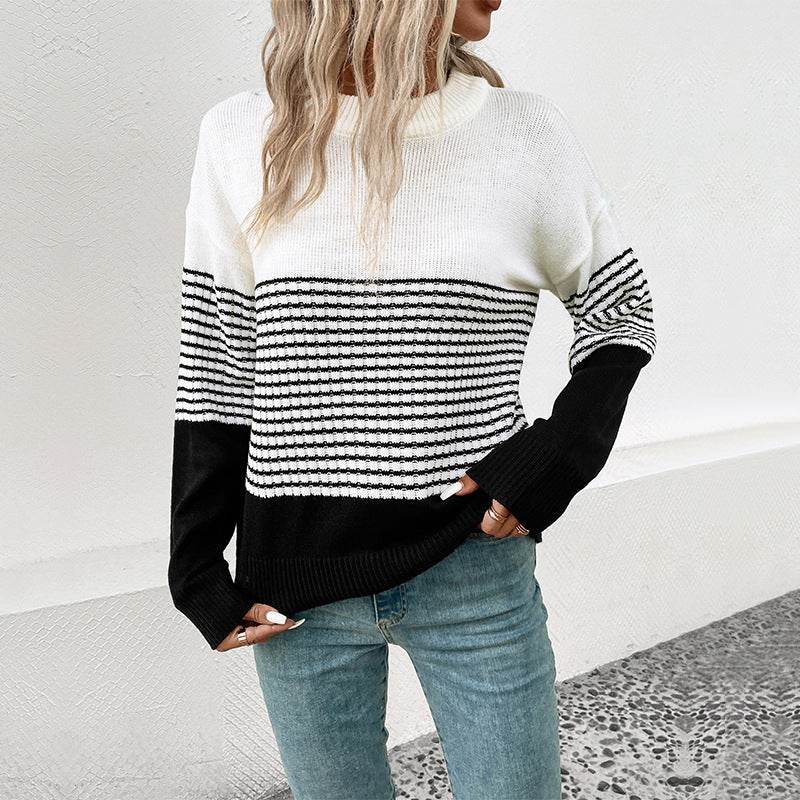 Damen Streifenpullover mit lässigem Schnitt und modernem Design EB