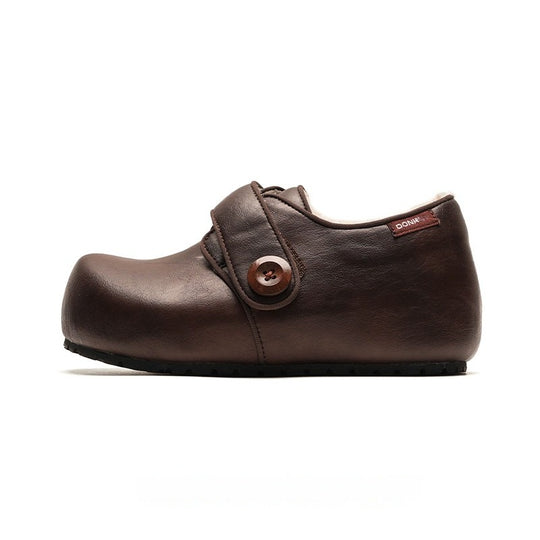 Damen Bequeme Lederschuhe mit modischer Knopfdetail EB