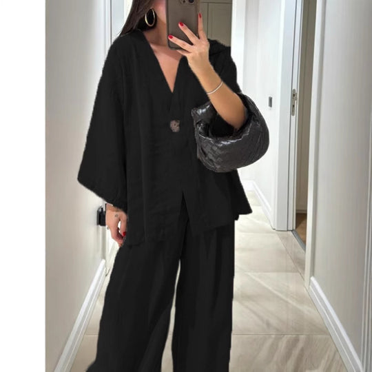 Damen Übergröße Chiffonjacke mit weit geschnittenen Ärmeln und akzentuiertem Knopf EB