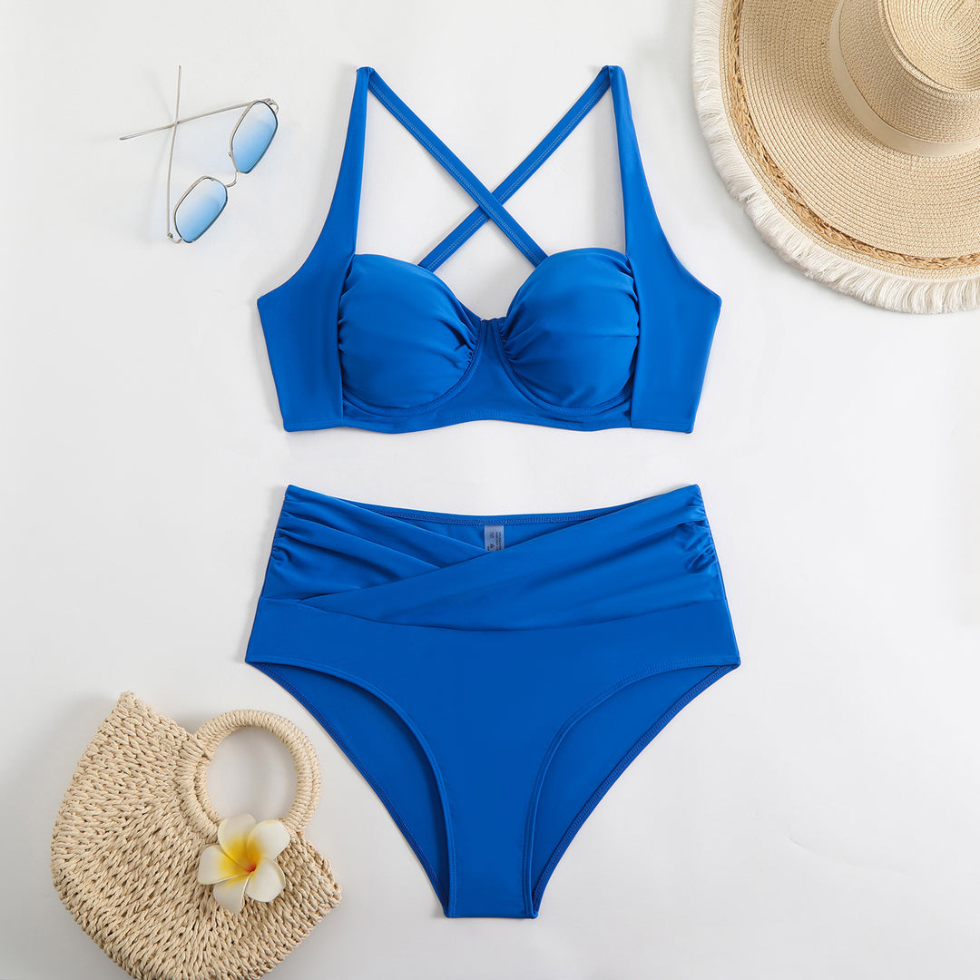 Damen Hochwertiger Bikini mit gerafftem Oberteil EB
