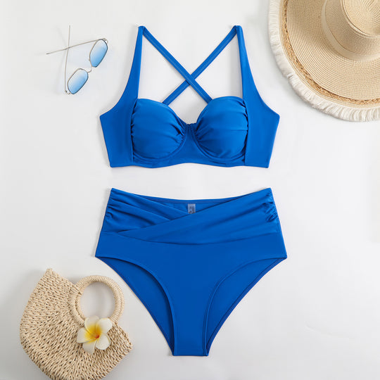Damen Hochwertiger Bikini mit gerafftem Oberteil EB