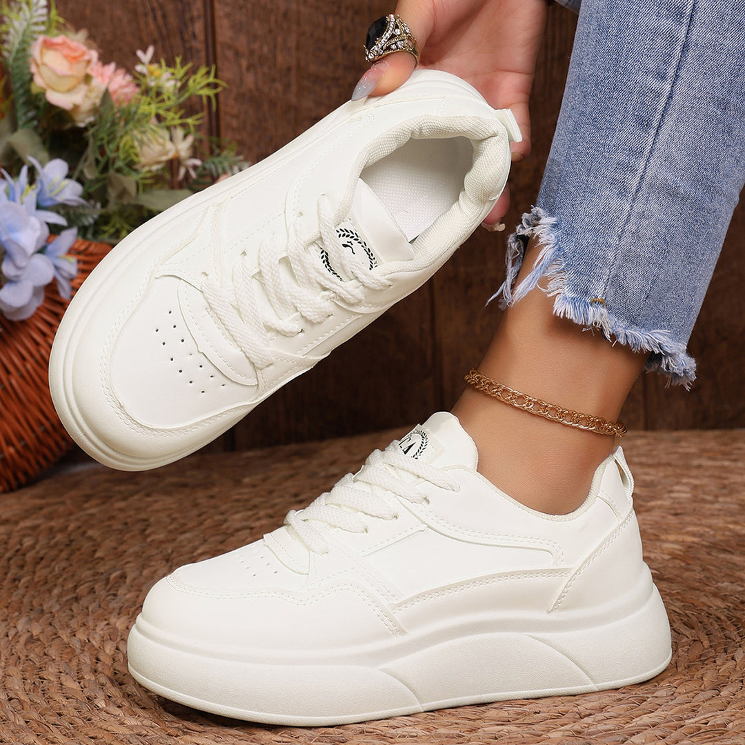 Damen Komfortable Sneakers mit dicker Laufsohle und modischem Design EB