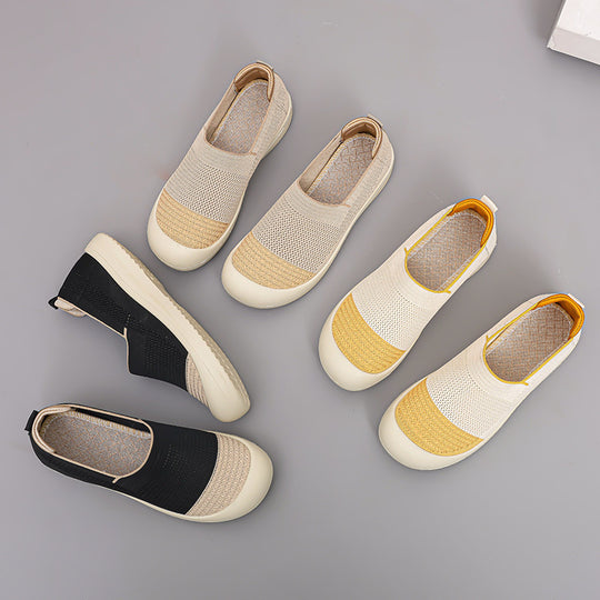 Damen Leichte und luftige Slip-On Sneakers mit elastischem Einstieg EB