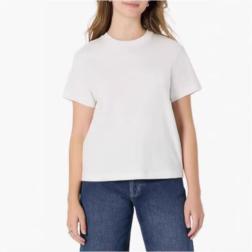 Damen lässiges Kurzarm-T-Shirt aus hochwertiger Baumwolle mit Rundhalsausschnitt EB
