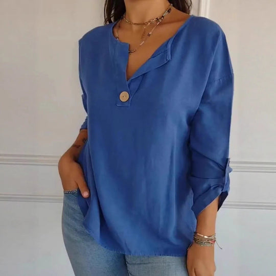 Damen Leichte und luftige Bluse mit Knopfleiste EB
