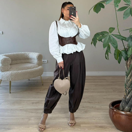 Damen Korselett-Corsettop mit dekorativen Schnallen EB