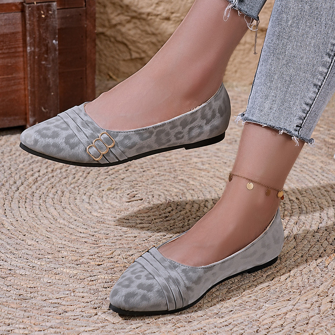 Damen dekorative Ballerinas mit elegantem Leopardenmuster und hochwertigem Futter EB