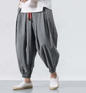 Herren nan ausgefallene Ballonhose im Haremstil mit Faltenwurf, elastischem Bund und Kordelzug EB