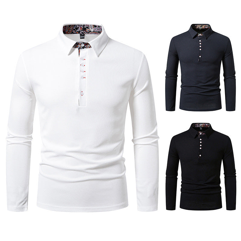 Herren Langarm Poloshirt mit außergewöhnlichem Kragen-Design EB