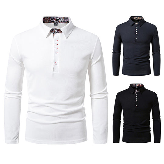 Herren Langarm Poloshirt mit außergewöhnlichem Kragen-Design EB