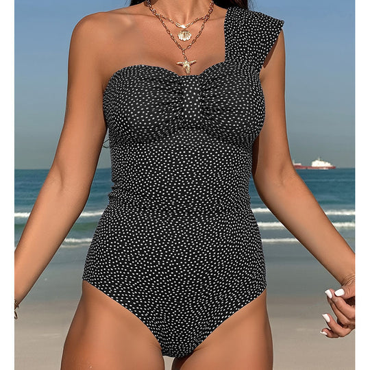 Damen Einteiler Badeanzug mit asymmetrischem Design und modischer Raffung EB