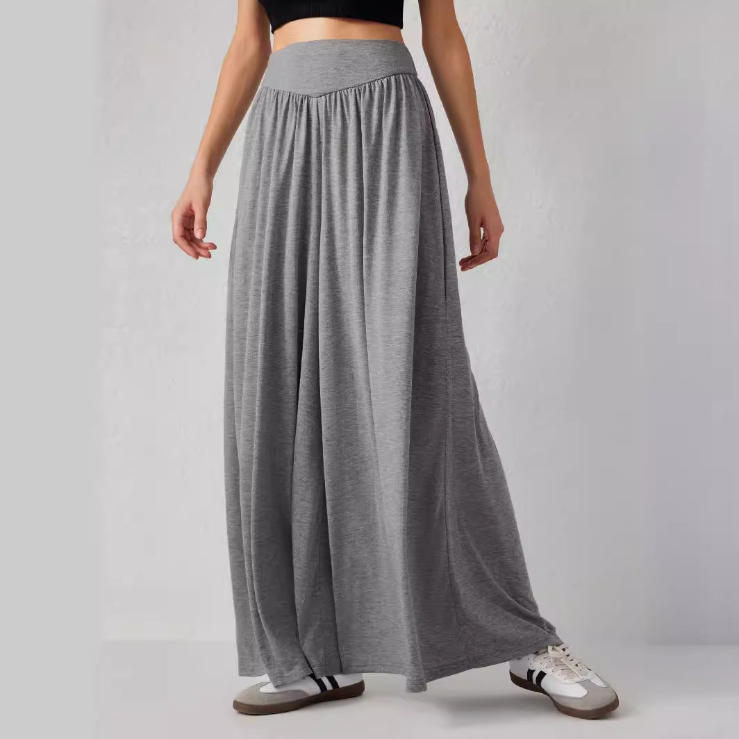 Damen Weit geschnittene Jersey-Hose mit elastischer Taille und elegantem Fall EB