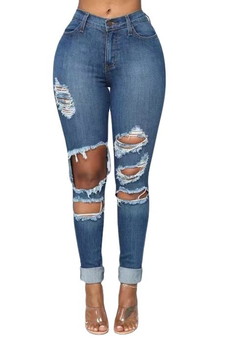 Damen Skinny-Jeans mit Riss-Design EB