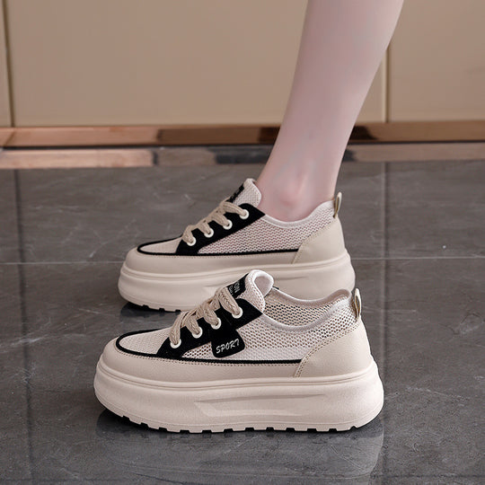 Damen Sportliche Sneakers mit atmungsaktiver Mesh-Oberfläche und komfortablem Plateau EB