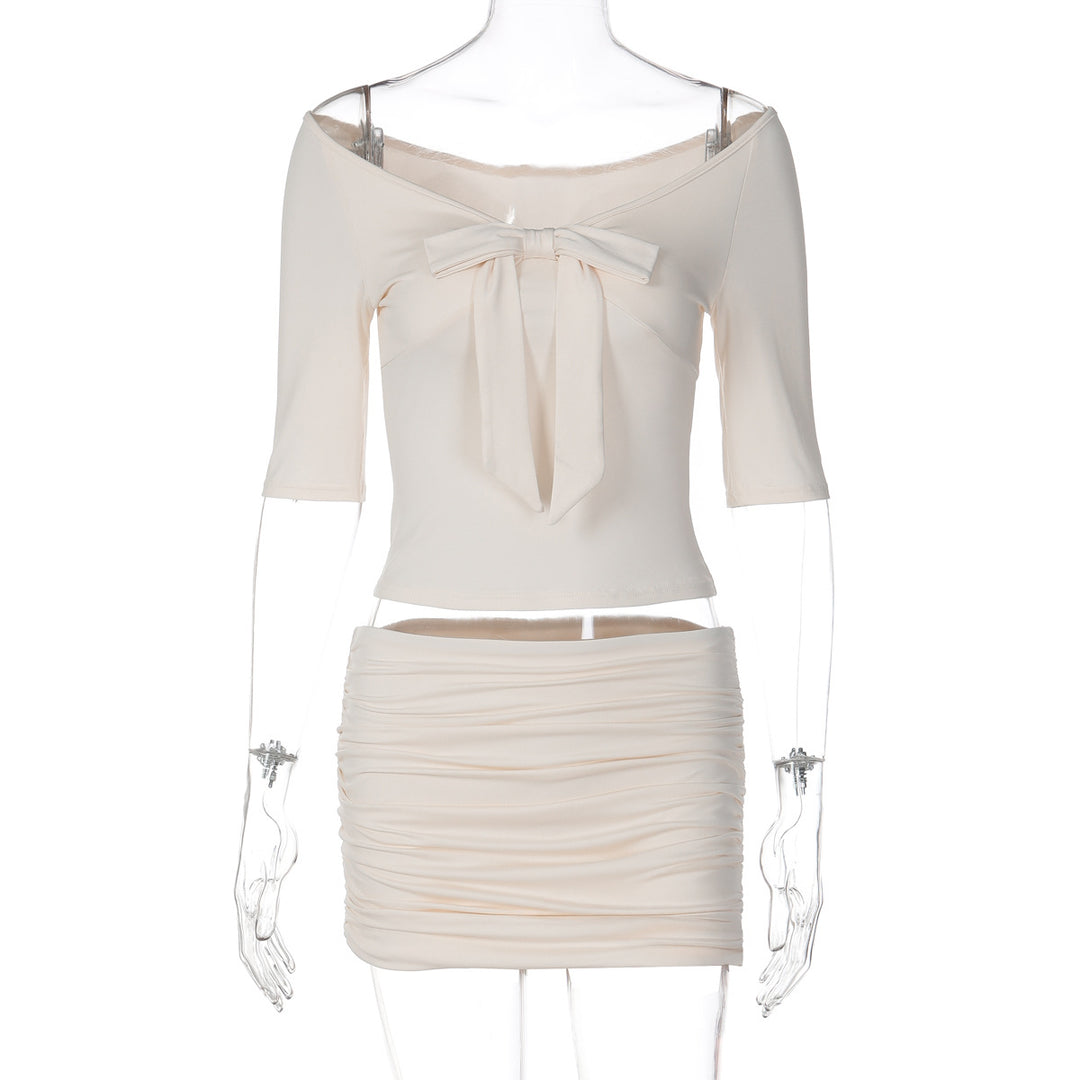 Damen Off-Shoulder Oberteil mit Raffung und Schößchen EB