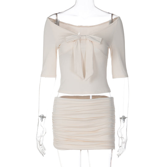 Damen Off-Shoulder Oberteil mit Raffung und Schößchen EB