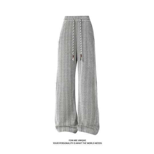 Damen weite Haremshose mit elastischem Bund und trendy Zickzackmuster EB
