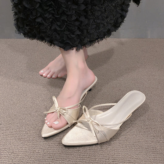 Damen Elegante Slingback-Mules mit dekorativen Schleifen EB