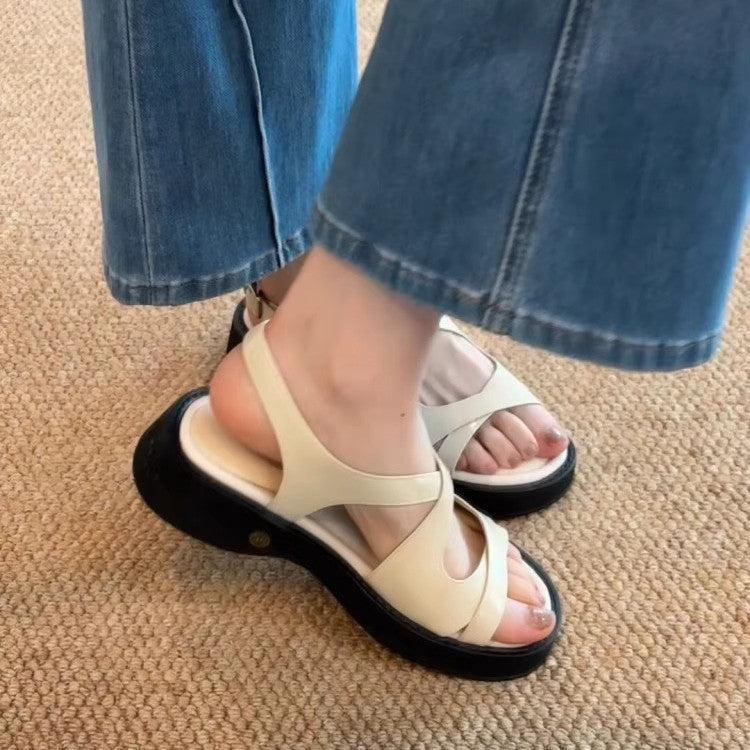 Damen Plateau-Sandalen mit modischem Schnallenverschluss und komfortabler Dämpfung EB