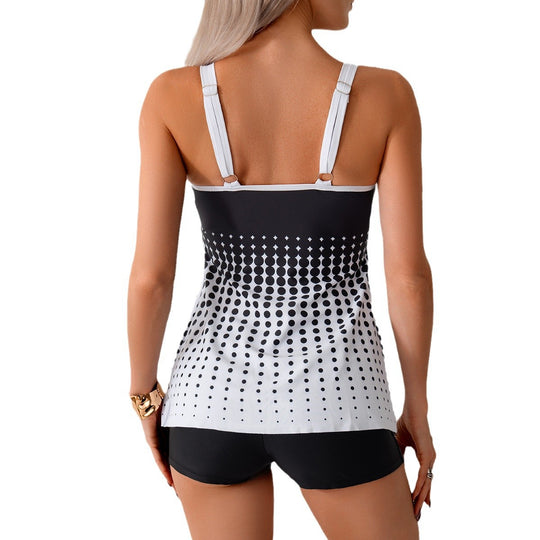 Damen Tankini-Set mit sportlichem Schnitt und elegantem Punktenmuster EB