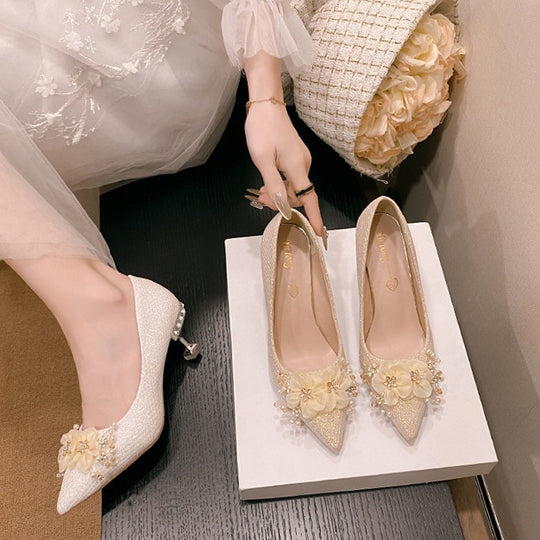 Damen Glamouröse High Heels mit floralen Details und elegantem Absatz EB