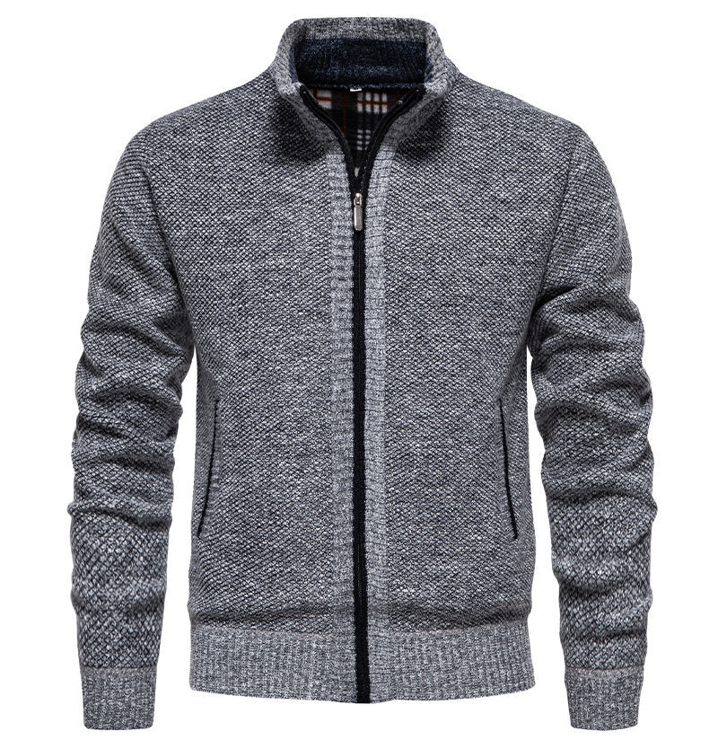 Herren sportliche Strickjacke mit Stehkragen EB