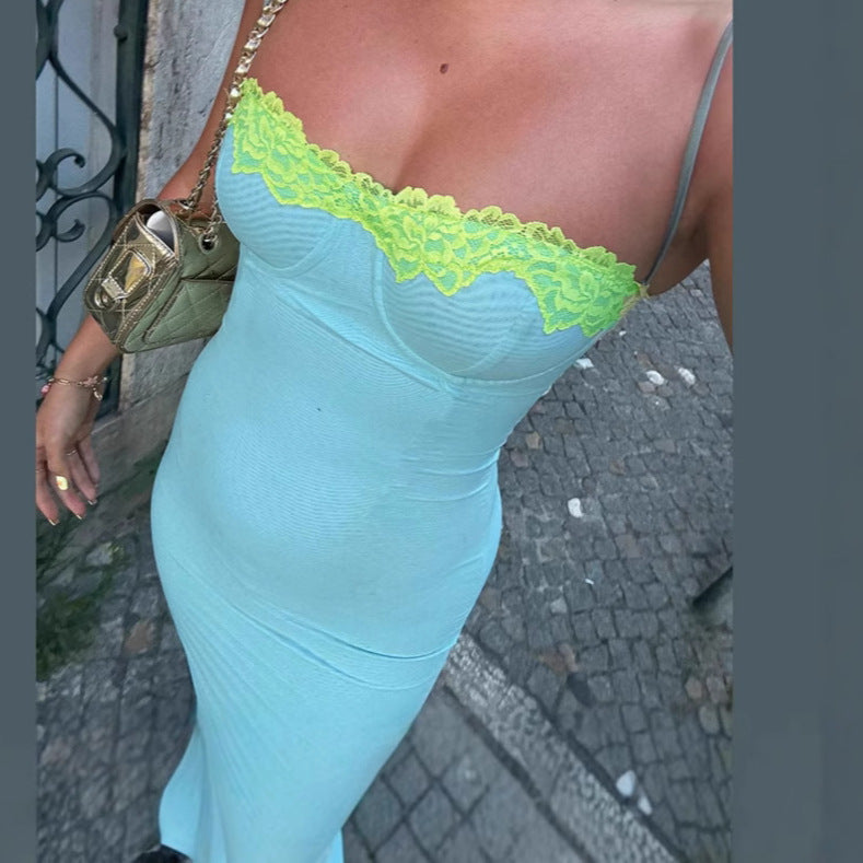 Damen Langarm Nachtkleid mit eleganter Spitzenverzierung EB
