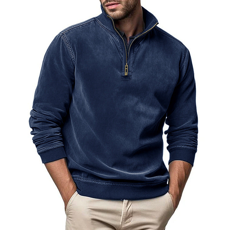 Herren Halbzip Sweatshirt mit Stehkragen und Rippbündchen EB