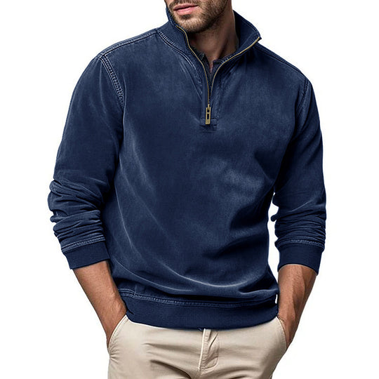 Herren Halbzip Sweatshirt mit Stehkragen und Rippbündchen EB