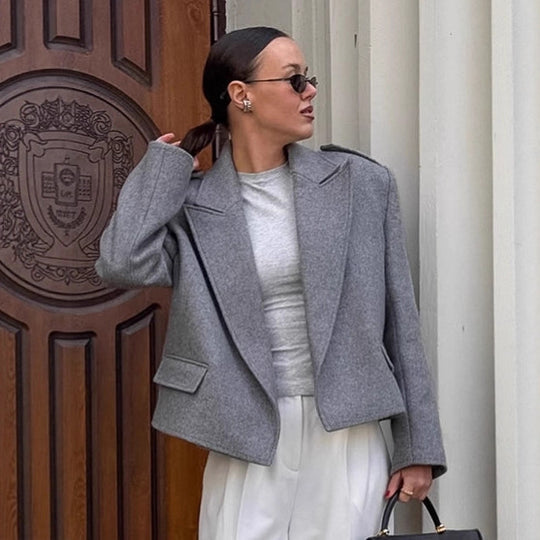 Damen Modische Oversized Jacke im eleganten Wollmix EB