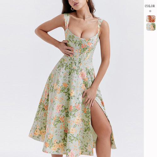 Damen Maxikleid mit schulterfreiem Design und floralem Muster EB