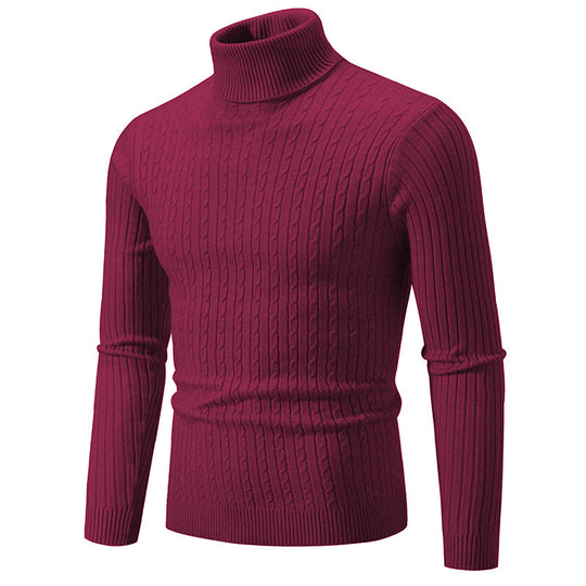 Herren nan taillierter Rollkragenpullover aus feinem Feinstrick mit geripptem Kragen EB
