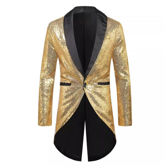 Herren Glitzernder Anzugblazer mit elegantem Schalkragen EB