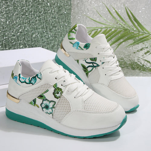 Damen Sportliche Sneakers mit floralem Design und atmungsaktivem Obermaterial EB
